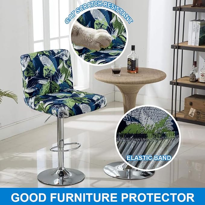 Levoberg Bar Stools Cover Set of 2 Printed Armless Swivel Barstools Slipcovers with Backs Stretch Square Counter Height Bar Stools Covers Mid Low Back Chair Cover for Kitchen Dining Room Bar #16