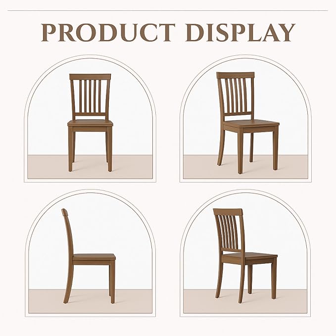 COLAMY Wooden Dining Chairs Set of 4, Spindle High Back Windsor Kitchen Side Chair, Farmhouse Dining Chairs for Kitchen and Dining Room, Light Brown