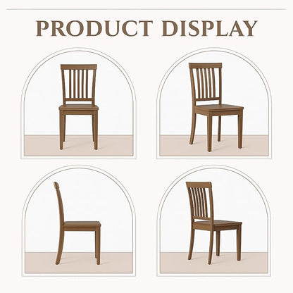 COLAMY Wooden Dining Chairs Set of 4, Spindle High Back Windsor Kitchen Side Chair, Farmhouse Dining Chairs for Kitchen and Dining Room, Light Brown
