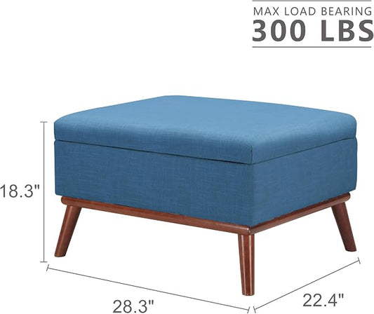 Kingfun 65" W Loveseat Sofa with Ottoman Coffee Table, Mid Century Modern Decor Love Seat Couches and Ottoman with Storage for Living Room, Button Tufted Upholstered Love Seats Furniture Set, Blue