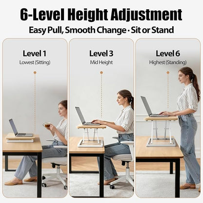 Omhuzsyo 24 in Height Adjustable Standing Desk Converter Stand Up Riser | Suitable for Use in Laptop and Single Monitor,Ergonomic Sit Stand Workstations for Home Office,Keyboard Stand for Desktop