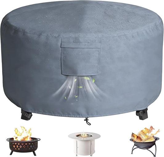 Chinchilla Heavy Duty 48 Inch Round Fire Pit Cover - 100% Waterproof & Weatherproof 600D Oxford Fabric, Durable All-Season Protection for 45/46/47/48 Inch Propane Fire Pits and Tables