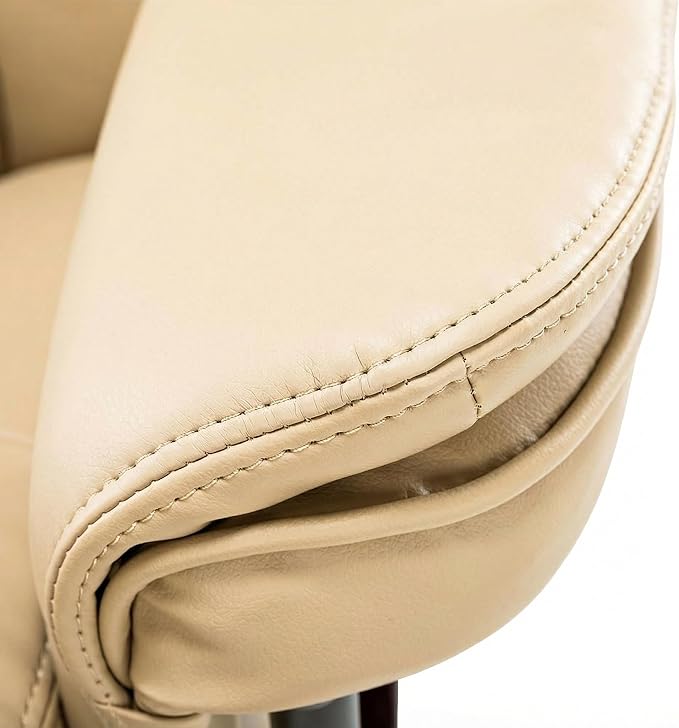 Argus Swivel Recliner with Ottoman, PU Leather & Wood Base Reclining Chair with Footrest, Ultra-Plush Double Foam for Living Room, Bedroom and Office, Set of 1
