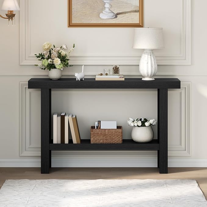 MAHANCRIS Console Table, 47.2'' Black Entryway Table for Hallway, Narrow Sofa Table Behind The Couch, Modern Foyer Tables for Entrance, Living Room, Corridor, Easy Assembly, Black CTBK26801