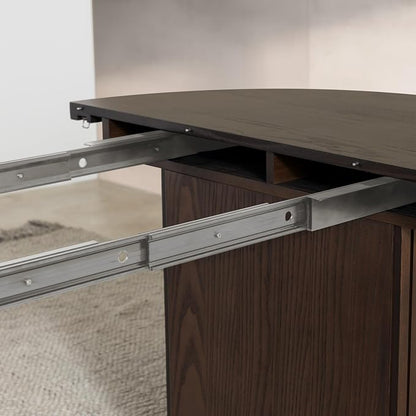 Transformer Table - Solid Wood Extendable Round Dining Table, Extendable Round Dining Table, Space-Saving Modern Furniture, Elegant and Functional Design, Dark Brown (Table Only)