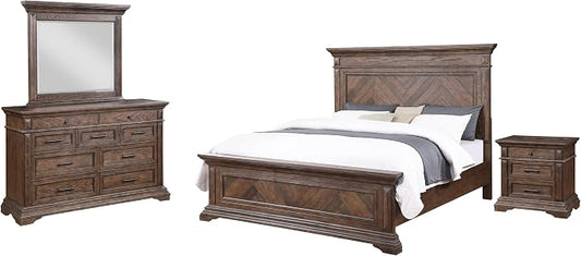 New Classic Mar Vista 4-Piece Wood Queen Bedroom Set with Nightstand in Walnut