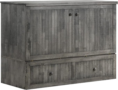 Mega Solutions Murphybedz Tuscany Murphy Cabinet Chest Bed with Charging Station 6 Inch (Galaxy Grey, Queen)