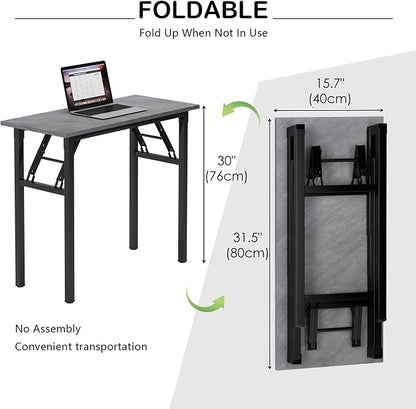 Need Small Desk, 31.5 x 15.7 Inches No Assembly Foldable Writing Table,Sturdy and Heavy Duty Folding Computer Desks for Small Space/Home Office/Dormitory AC5LB(80 * 40)