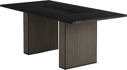 78 Inch Rectangular Dining Table for 6 to 10, Farmhouse Fluted Dining Kitchen Table, Modern Wood Long Dining Table for Kitchen Living Room, Black