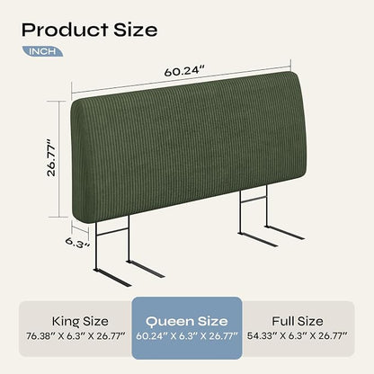 4.7" Upholstered Headboard for Queen Size Bed, Height Adjustable and Ergonomic Headboard, Easy Assemble, Sturdy and Durable, Olive Green