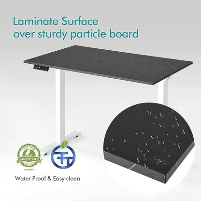 Kaboon Universal Tabletop 59.1"x23.62", Solid One-Piece Melamine Table Top, Double Desk L-Desk DIY, Home and Office Countertop, Cloud Atlas/Black Marble