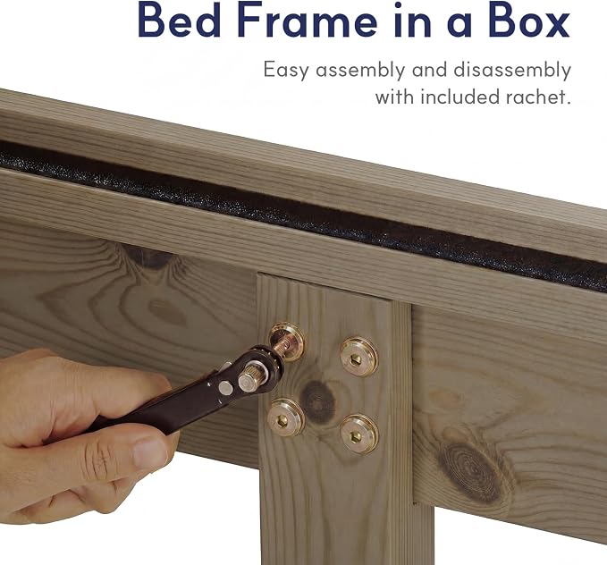 LIFEMENT Queen Bed Frame Signature Wood Platform, Noise Free, Under Bed Storage, No Box Spring Needed, Easy Assembly, Gray