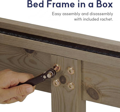 LIFEMENT Queen Bed Frame Signature Wood Platform, Noise Free, Under Bed Storage, No Box Spring Needed, Easy Assembly, Gray