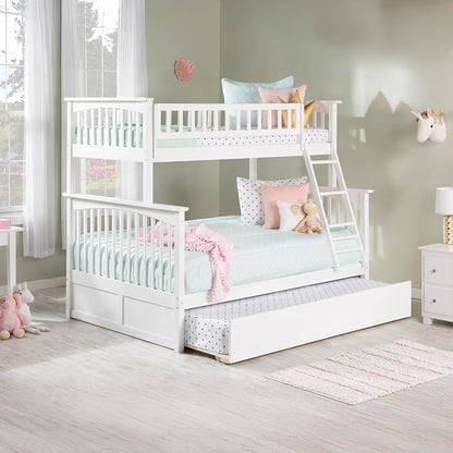 AFI, Columbia Ladder Bunk Bed Twin Over Full with Full Trundle, White