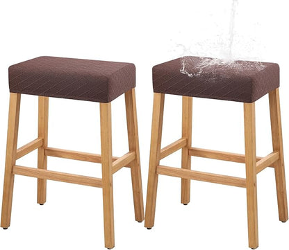 YISUN Stool Covers Rectangle - 2 Pack Stretch Waterproof Saddle Seat Cover Counter Bar Stools Bar Chairs Covers Kitchen Island Chairs Cushion Protector