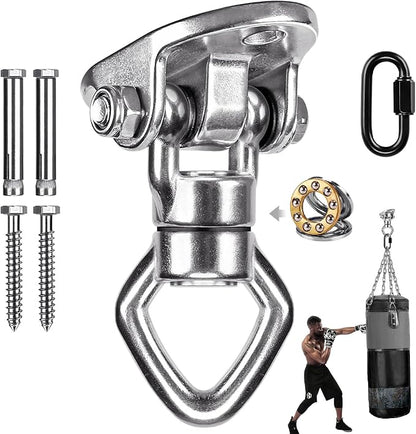 Swing Hanger Ceiling Mount with Double Bearing Hanging Chair Hanger 900 LB Capacity Stainless Steel Hammock Hardware 360° Swing Hook for Aerial Silks, Punching Bag, Hanging Chair, Gymnast Ring