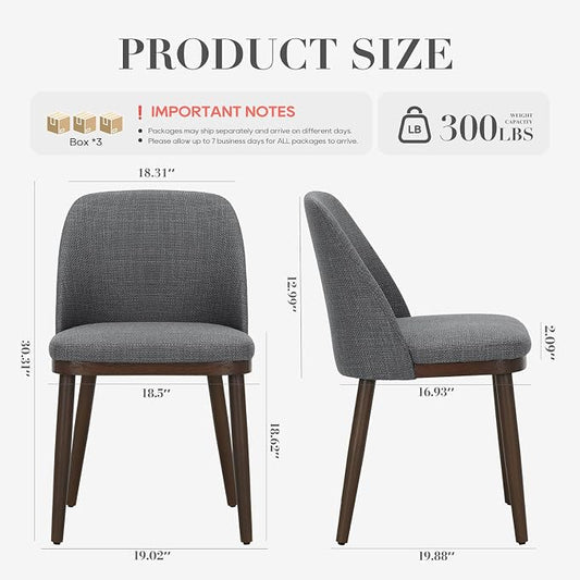 COLAMY Upholstered Dining Chairs Set of 6, Modern Kitchen Chairs with Back, Wood Side Dining Room Chairs for Kitchen, Dining Room, Restaurant, Light Grey