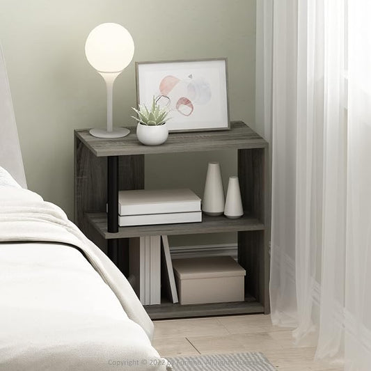 Furinno Romain Side Table, 2-Tier End Table with Open Shelf, Night Stand, Bedside Table, for Living Room, Bedroom, French Oak
