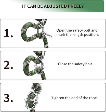 Adjustable Tree Swing Ropes Heavy Duty Hammock 7.25Ft(87"),360°Rotation Tree Swings Hanging Straps for Outdoor Swings Hammock Playground Set Accessories,2Pack of Green