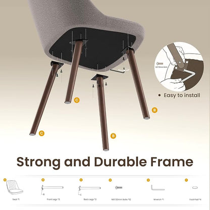 MALOL Upholstered Dining Chairs Set of 6, Modern Fabric Kitchen Chairs with Back, Wood Legs for Kitchen Dining Room Restaurant, Taupe