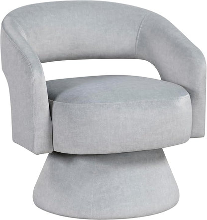 Lexicon 360 Degree Swivel Accent Chair, Modern Comfy Velvet Round Barrel Chair, Open Back, Plush Foam Cushions, Metal Swivel Base for Living Room/Bedroom/Office/Small Spaces, Gray