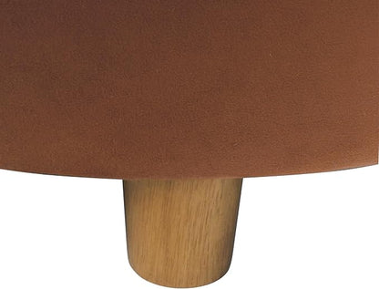 HomePop 28" Button Tufted Velvet Round Storage Ottoman - Spice Orange Velvet