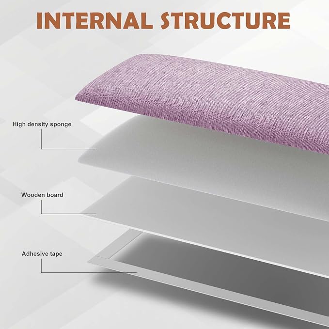 IFNOW Upholstered Wall Mounted Headboard, 3D Soundproof Wall Panels Peel and Stick for Queen Size, Reusable and Removable Tufted Bed Headboard in Violet (9 Panels, 10" x 24")