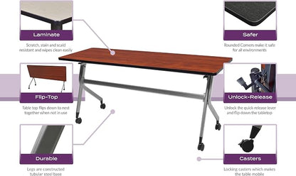 Romig Axis-Pro 48 x 24 in. Mobile T-Base Training Seminar Table- Cherry