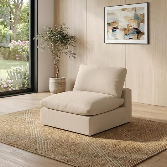 Modular Sectional Sofa,Extra Comfty Deep-Seat-Filled Couch,Khaki Modern Couches for Living Room,Apartment,Office,Small Space