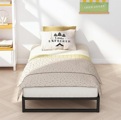 Richwanone 5 Inch Twin Bed Frames, Heavy Duty Metal Platform Bed, Black | Twin Size Bed Frames, Metal Platform Mattress Foundation with Steel Slat Support, No Box Spring Needed, Easy Assembly
