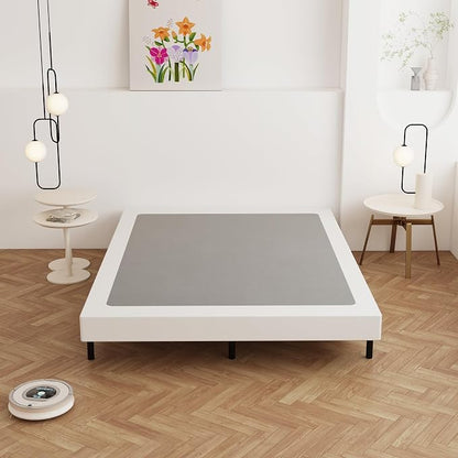 Maenizi Cal King Box Spring 4 Inch Low Profile, Heavy Duty Metal Box Spring Bed Base with Fabric Cover, Mattress Foundation, Easy Assembly, Noise Free, Black