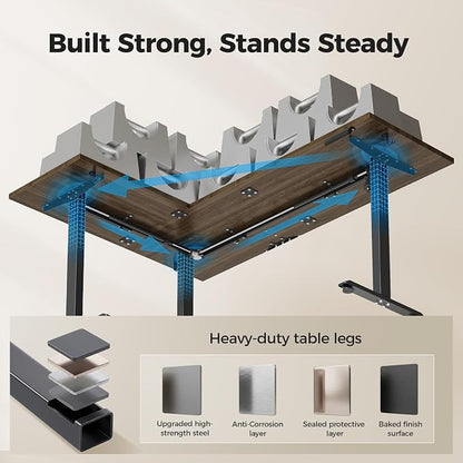 Agilestic L Shaped Standing Desk 63 inch Adjustable Height, Electric Corner Standing Desk, Sit Stand Computer Table with Splice Board, Dark Walnut