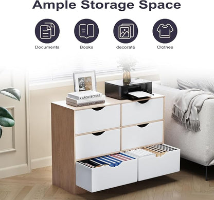 Housoul 6 Cube Bookcase, 6 Removable Fabric PU Drawers Open Bookshelf, 3 Tier Storage Organizer Wooden Book Shelf, Modern Floor Standing Display Bookshelf for Living Room, Entryway, Home Office, Oak