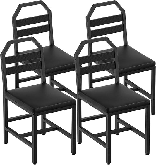 YATINEY Dining Chairs, Kitchen Chairs with Back Support, Upholstered Seat and Metal Legs, for Kitchen, Living Room, Black CY02L4BB