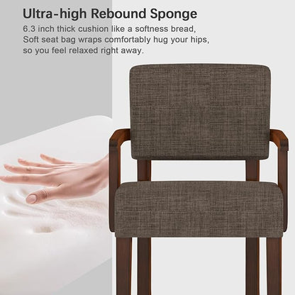 FAGAGA Accent Chair,Armchairs with Solid Wood Frame and Legs,Upholstered Reading Leisure Chair for Bedroom,Office,Waiting Room (Linen, Brown, One Chair)