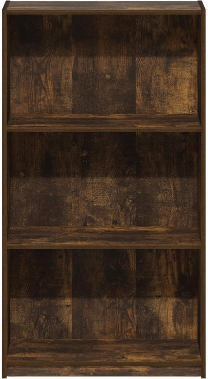 Furinno Basic Book Shelf, 3-Tier Modern Bookshelf, Bookcase with Open Shelves, 9.3 x 21.8 x 39.5, for Living Room, Bedroom, Home Office, Amber Oak