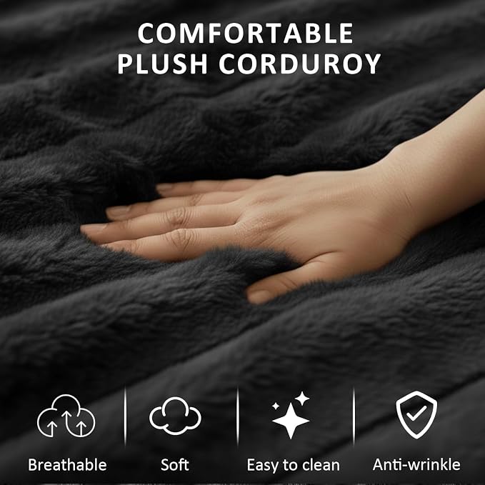 KCGKCG Sleeper Sofa Bed, 81” Pull Out Couch Bed with Reversible Storage Chaise, 3 in 1 L-Shaped Couch with Charging Station, Cup Holder, Side Pocket, Plush Corduroy Couches for Living Room(Black)