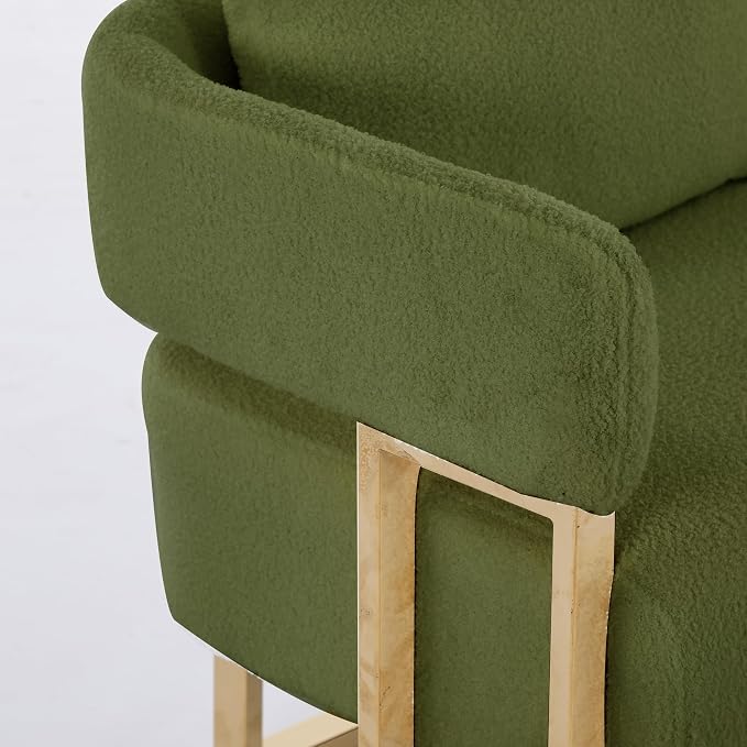 YISHENG Loveseat Sofa Modern Accent Chairs for Living Room with Golden Metal Legs Soft Teddy Upholstered Reading Armchairs no Wheels for Reception Room//Bedroom/Lounge/Office, Green