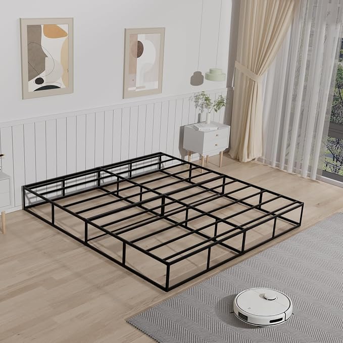 Tyndall 10 Inch King Box Spring, Heavy Duty Metal Box Spring for King Size Bed Mattress Foundation with Fabric Cover, Noise-Free, Non Slip, Easy Assembly