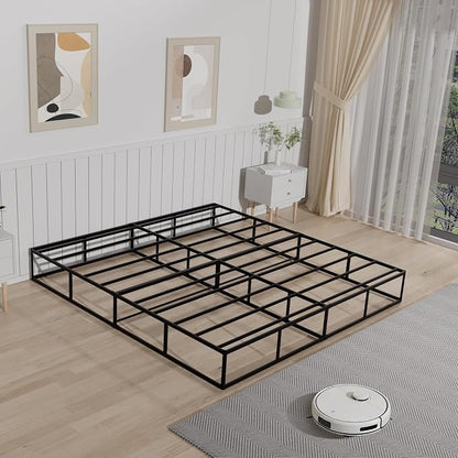 Tyndall 10 Inch King Box Spring, Heavy Duty Metal Box Spring for King Size Bed Mattress Foundation with Fabric Cover, Noise-Free, Non Slip, Easy Assembly
