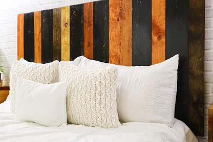 Barn Walls Cabin Mix Signature Design, Multicolored Solid Wood Headboard, Floating Panels, Wall Mount, Adjustable Height, California King Size