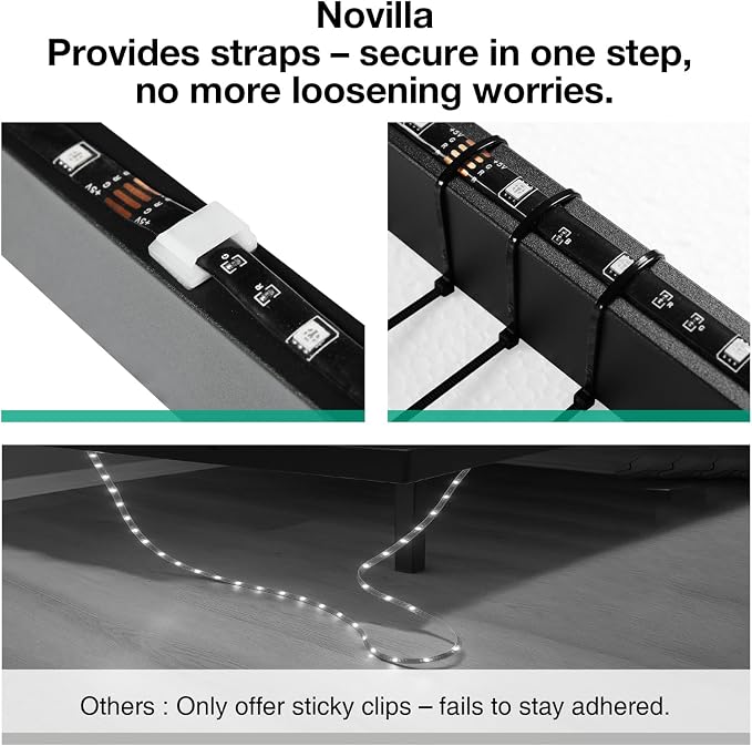 Novilla Floating Bed Frame with LED Lights, Modern Platform King Size Bed Frame with Mattress Slide Stopper, Easy Assembly, No Box Spring Needed, Noise Free