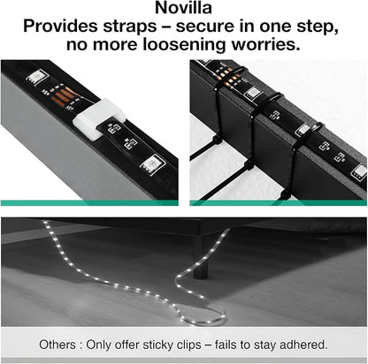 Novilla Floating Bed Frame with LED Lights, Modern Platform Queen Bed Frame with Mattress Slide Stopper, Easy Assembly, No Box Spring Needed, Noise Free