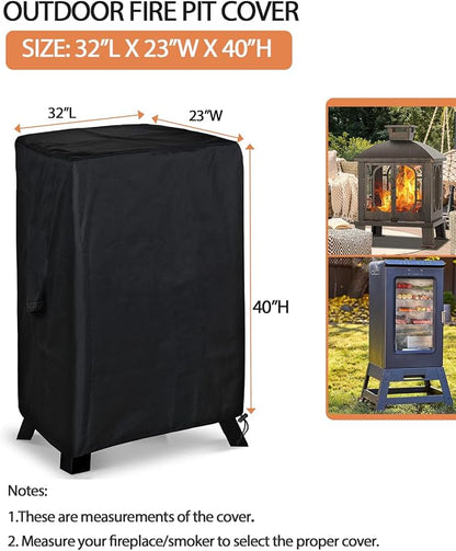 SheeChung Fire Pit Cover for Panovue Metal Chiminea Fire Pit,Heavy Duty 600D Outdoor Fireplace Protection for Wood Burning Fire Pits,Waterproof Electric Smoker/BBQ Smoker Grill Covers,32"Lx23"Wx40"H