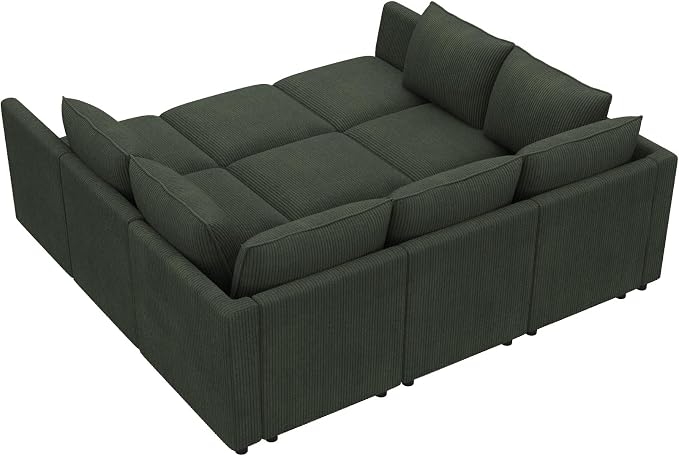HONBAY Modular Sectional Sleeper Sofa with Storage, Modular Convertible Sectional Couch Bed Module Sleeper Couches for Living Room - Green