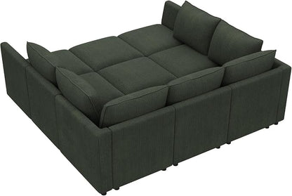 HONBAY Modular Sectional Sleeper Sofa with Storage, Modular Convertible Sectional Couch Bed Module Sleeper Couches for Living Room - Green