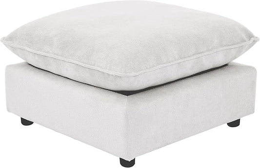 Iroomy Modular Sectional Sofa, Oversized Cloud Couch - Ottoman - White | Premium Chenille