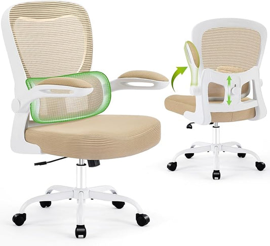 AreShark Office Chair Ergonomic Desk Chairs with Adjustable Lumbar Support, High Back Breathable Mesh Chair with Wheels& Flip-up Armrests,Rolling Swivel Comfy Task Computer Chair for Home Work Gaming