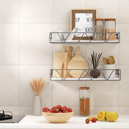Amaoot Floating Shelves Set of 3, Home Wood Wall Shelf, Farmhouse Shelf for Bedroom, Wall Mounted Floating Shelf for Living Room, Bedroom, Bathroom, Kitchen, Office (Gray)