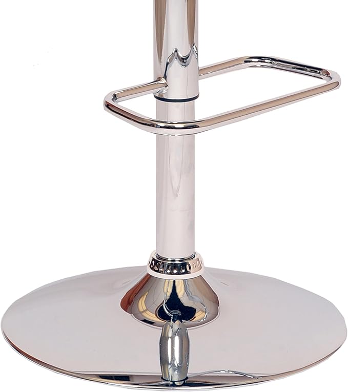Armen Living Adele Modern Adjustable Height Swivel Cream Faux Leather and Walnut Wood Bar Stool with Chrome Base for Kitchen Island Counter